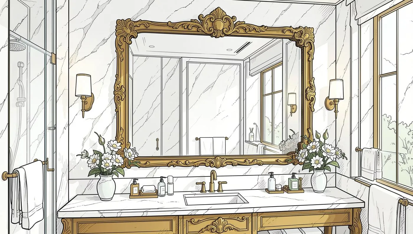 Decorative gold-framed mirror